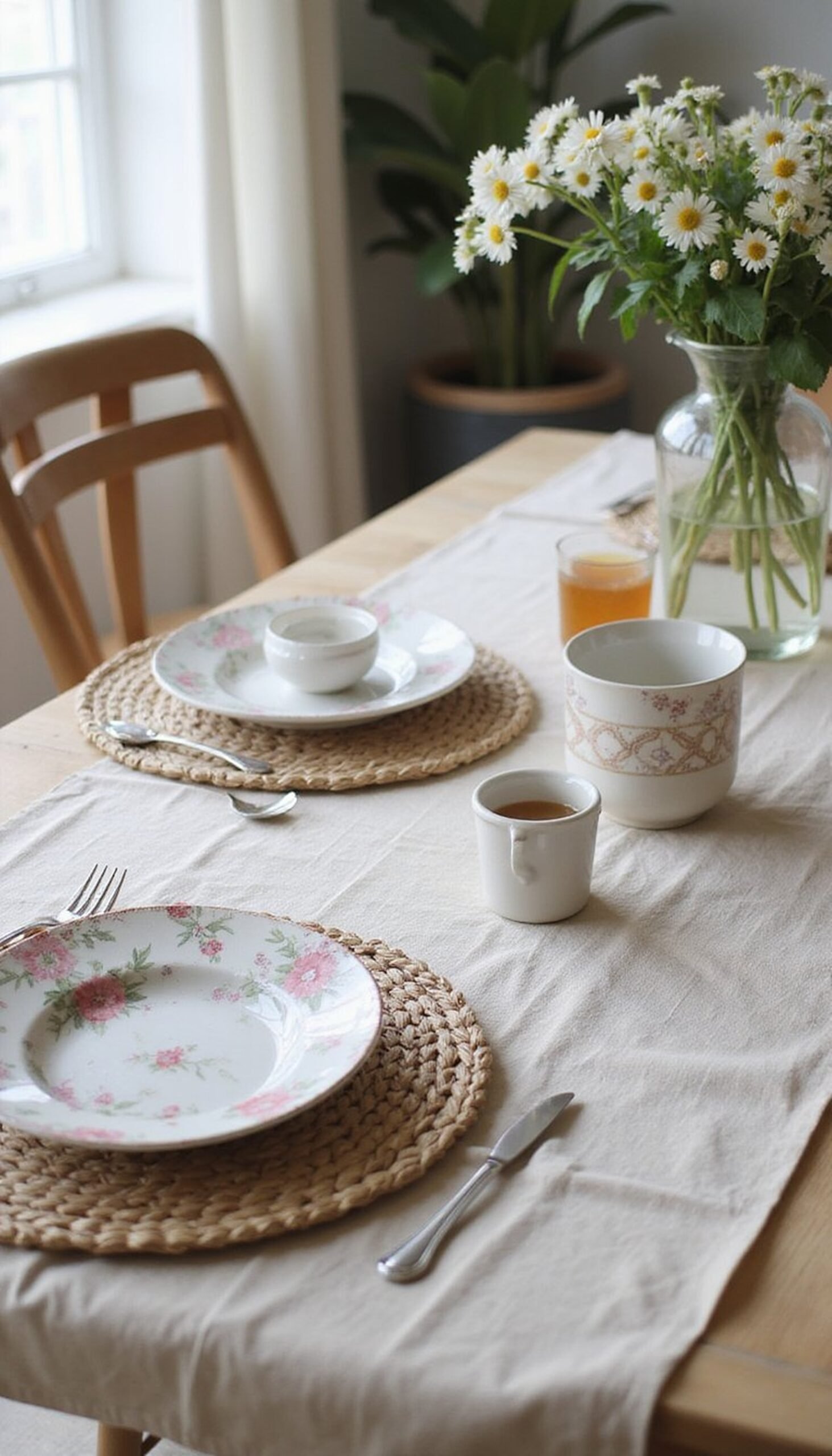 Layered Table Runner with Patterned Placemats