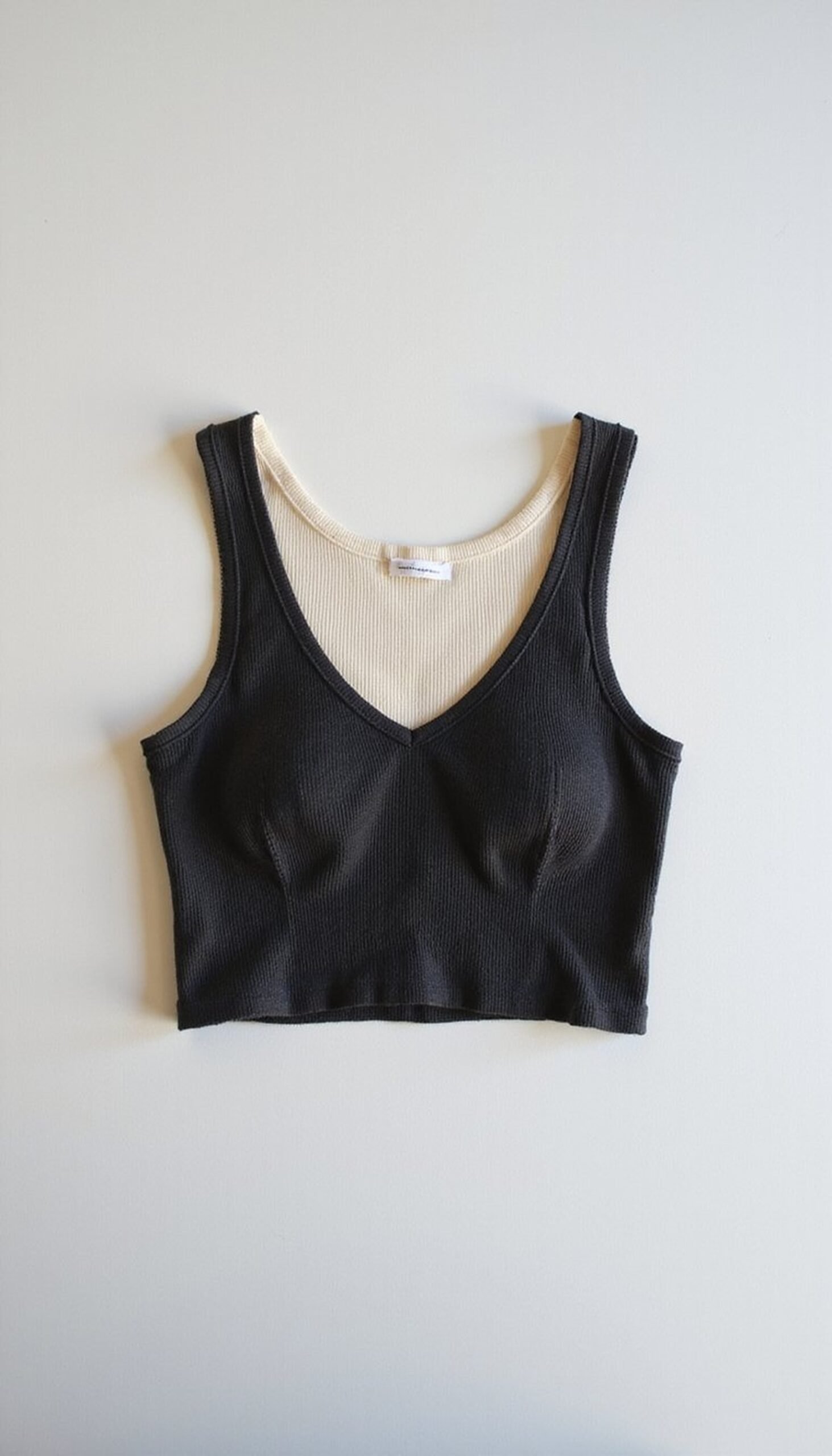 Ribbed Tee Crop Top with Fold Detail
