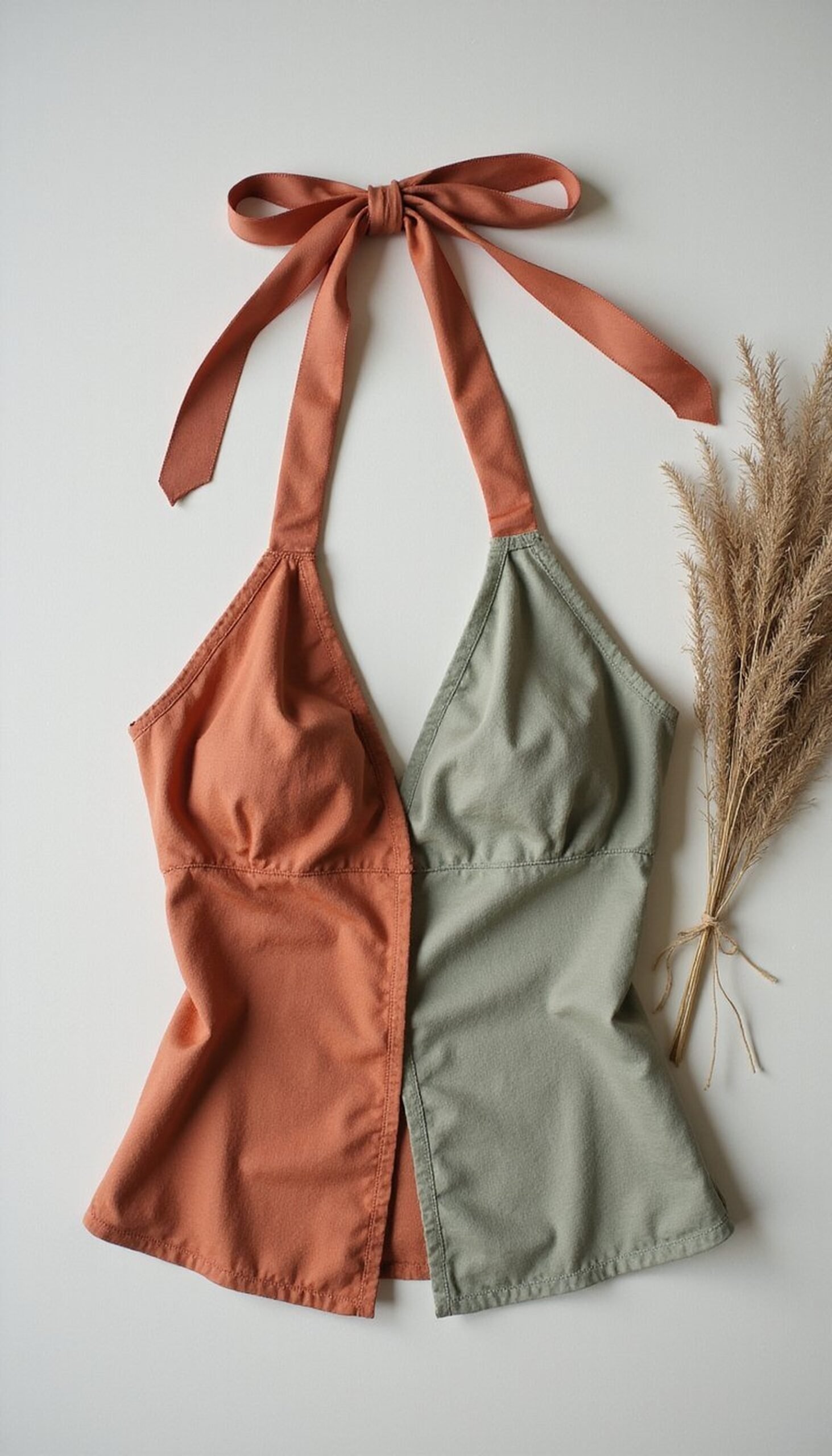 Ribbon-Tied Halter Top from a Fabric Panel