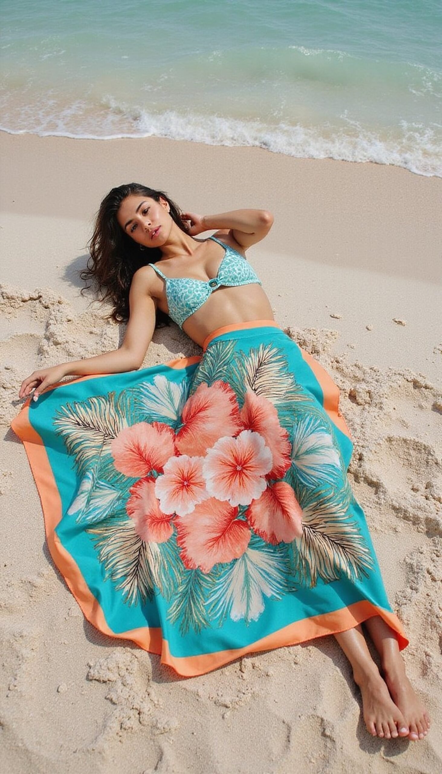 Sarong Skirt: Quick beach cover from square scarf