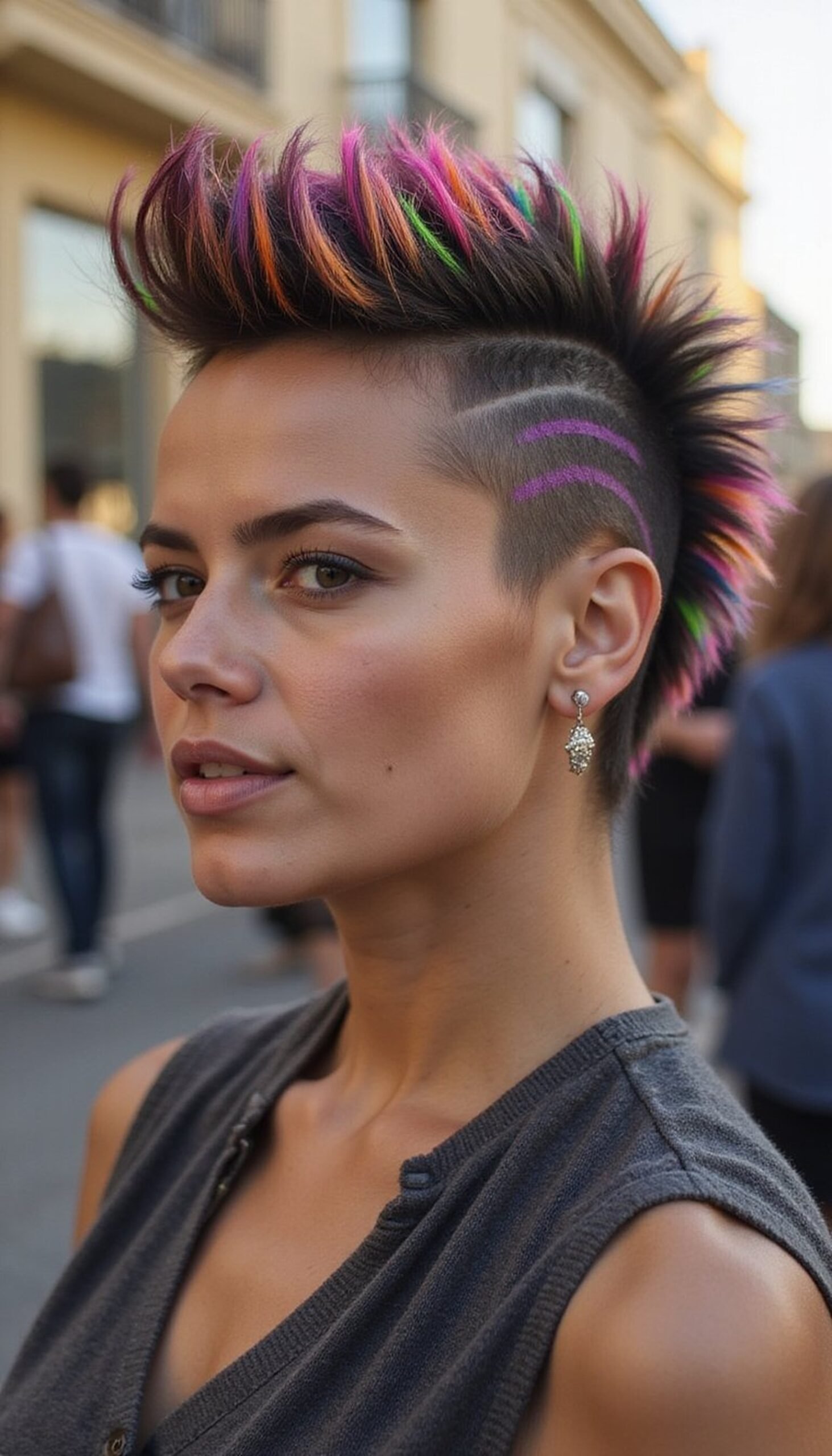 Faux Hawk With Colored Hair Chalk Stripes