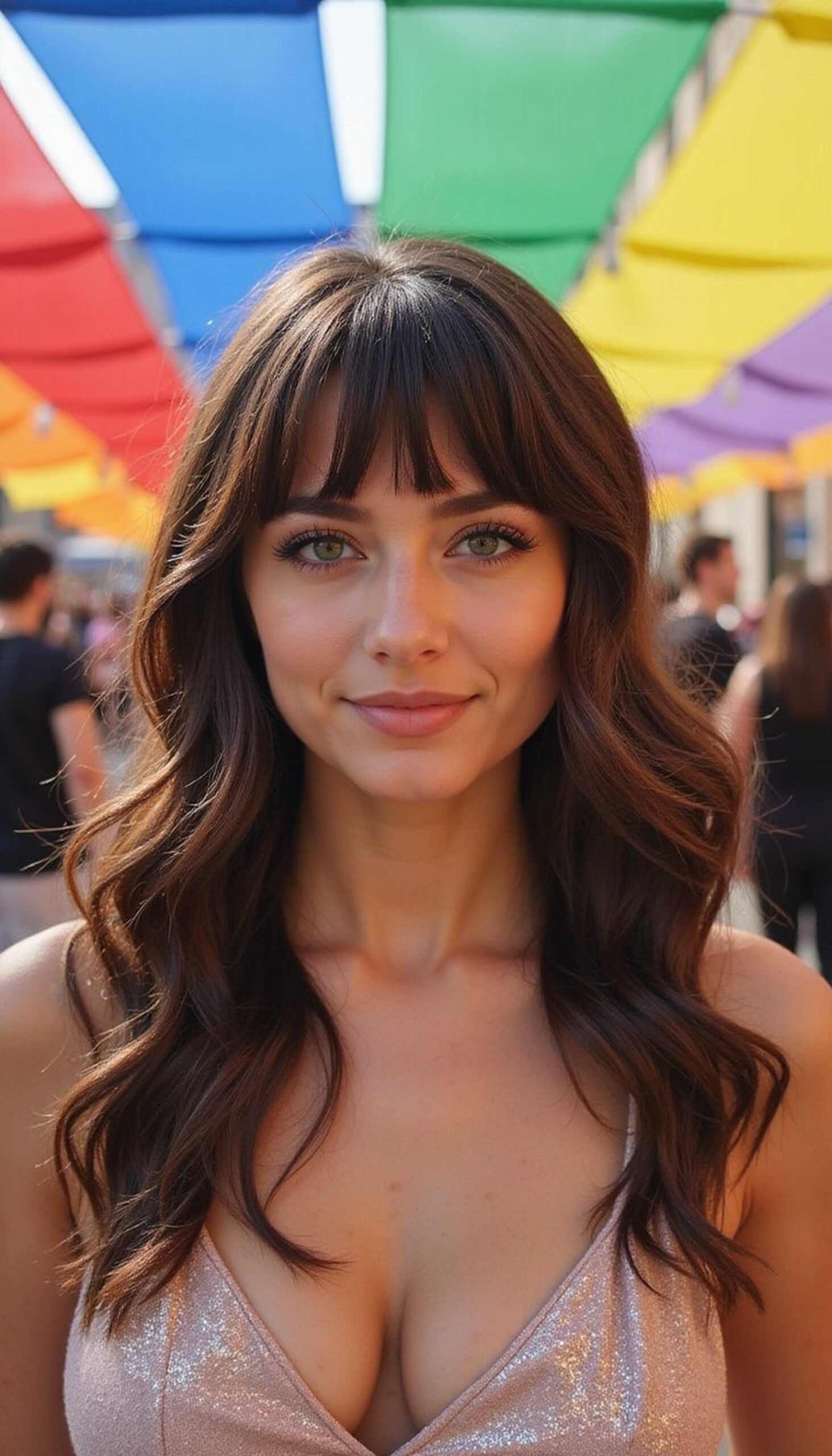 Metallic Temporary Dye Curtain Bangs Look