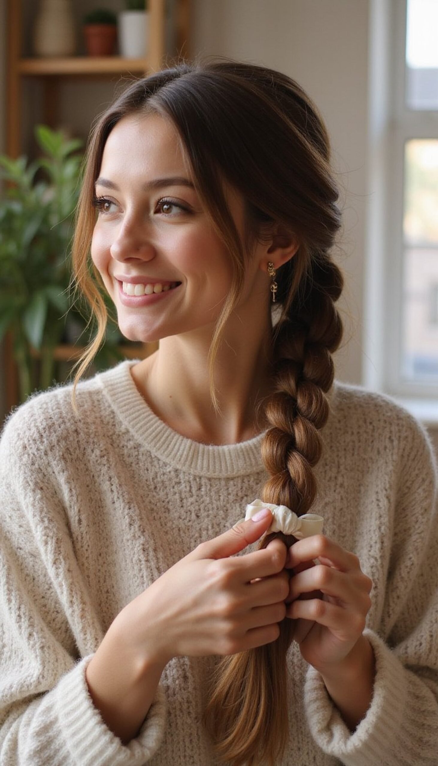 Fishtail Braid With Ribbon Woven Through