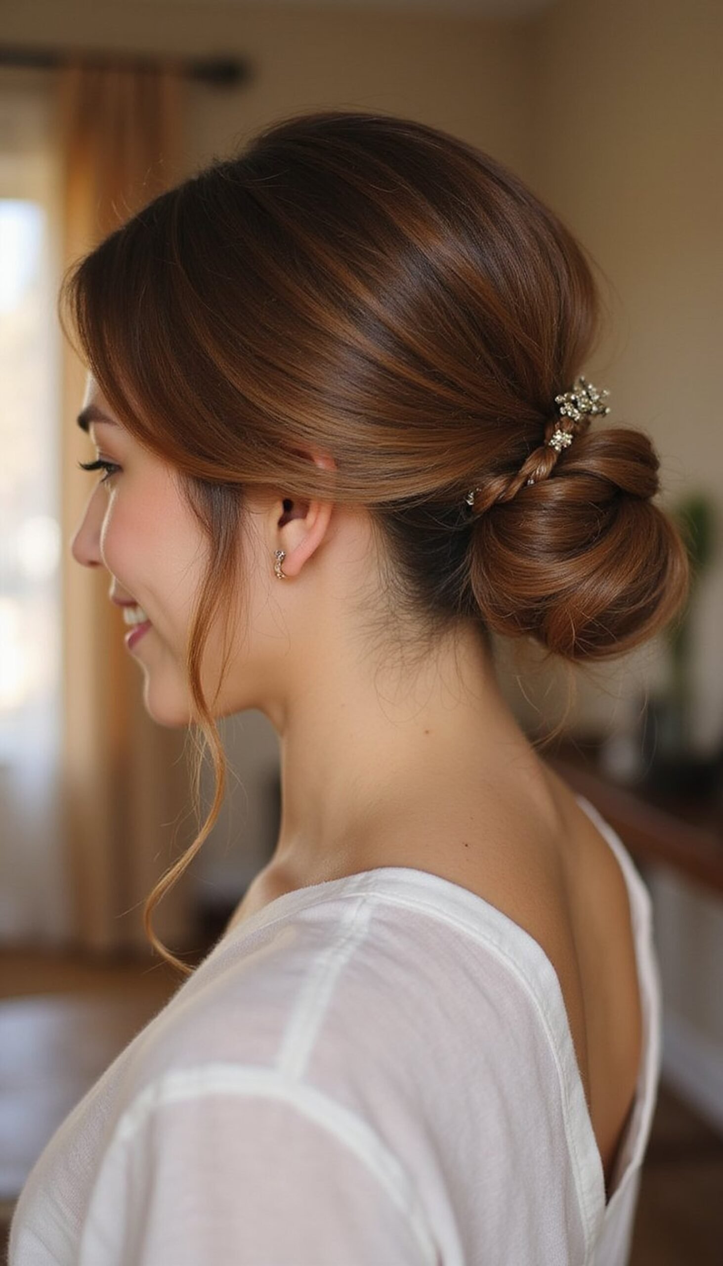 Low Chignon With Delicate Side Twist