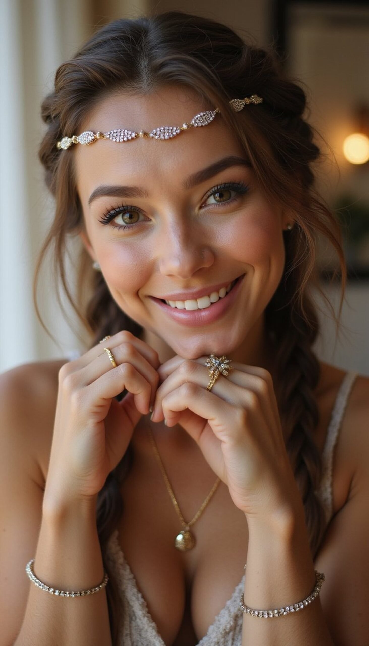 Sparkling Braided Crown With Tiny Jewels