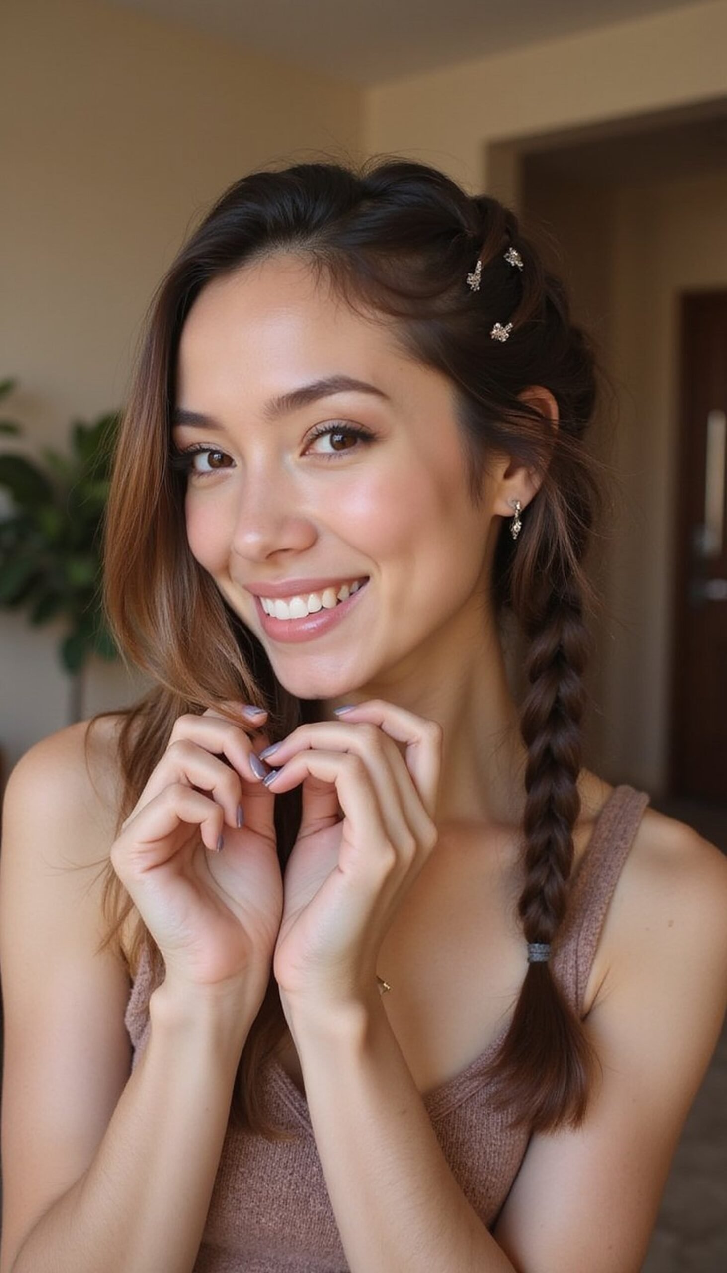 Twisted Rope Side Pony With Sparkling Pins