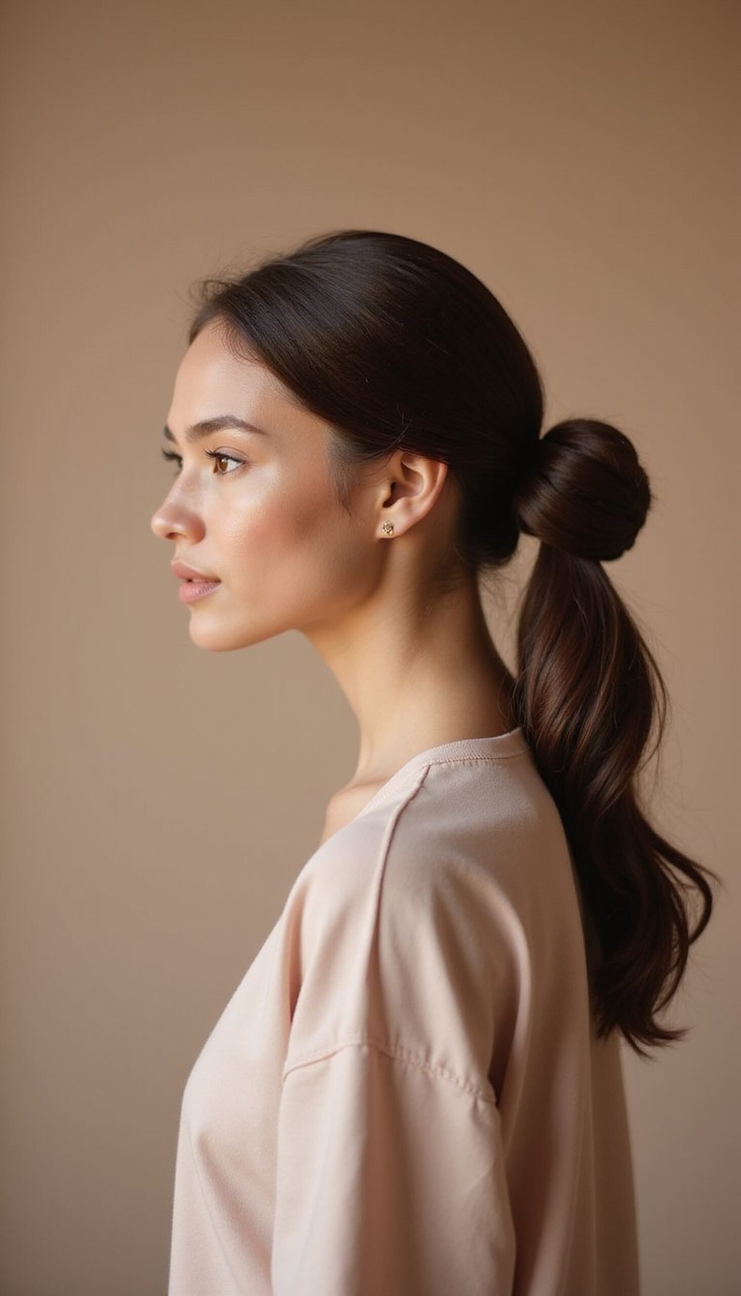 Knotted Low Ponytail For A Sleek Finish