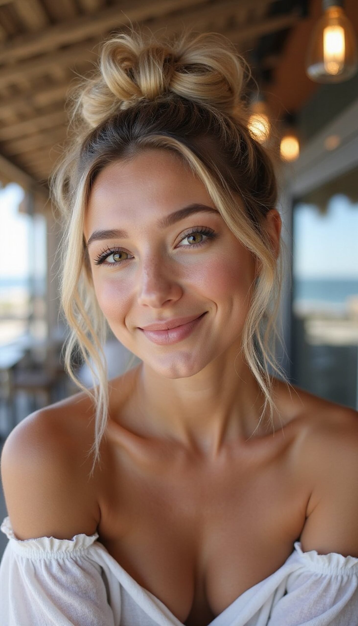 Half-Up Twisted Knot With Beachy Texture