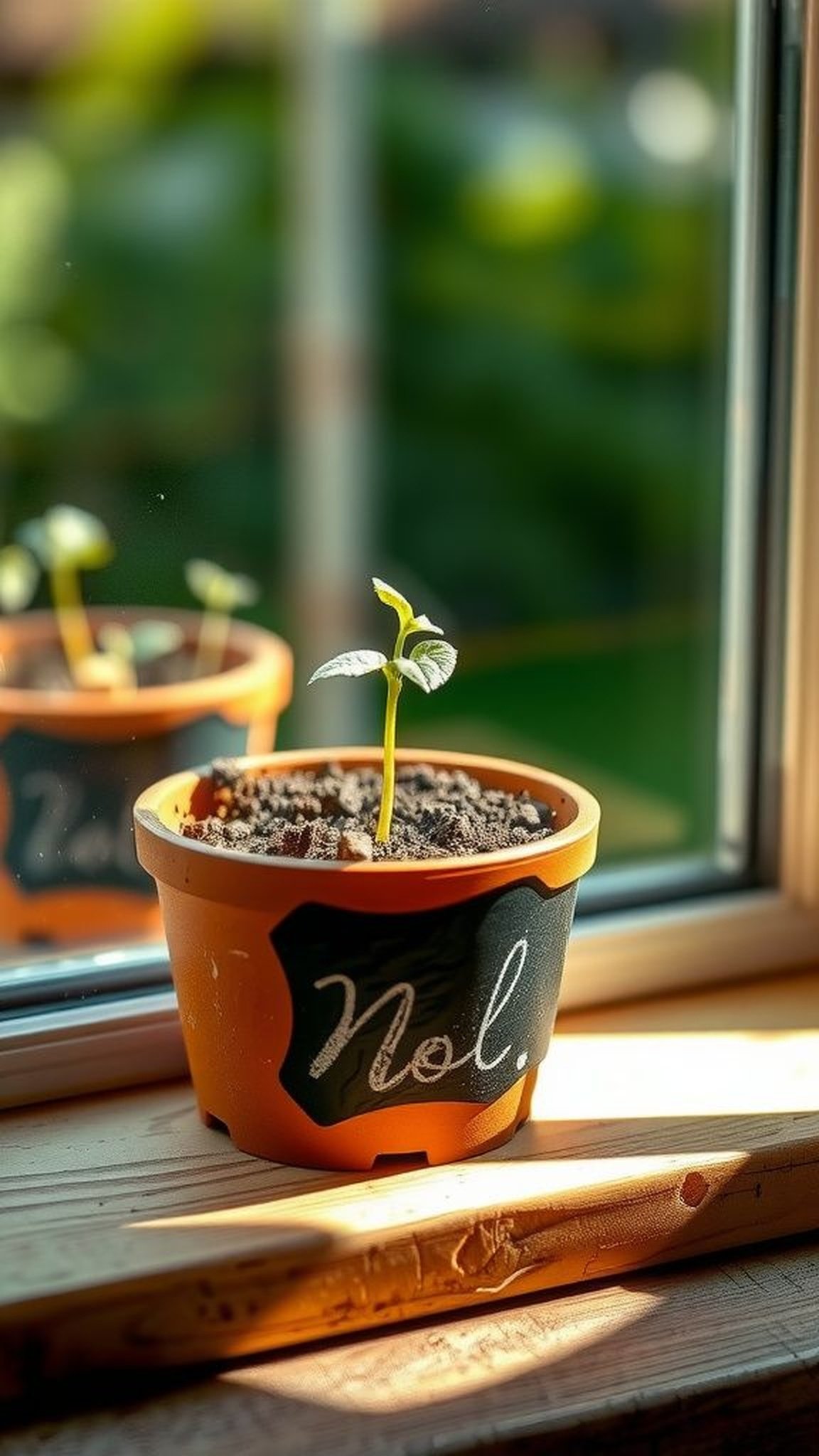 Chalkboard planter that invites seasonal notes