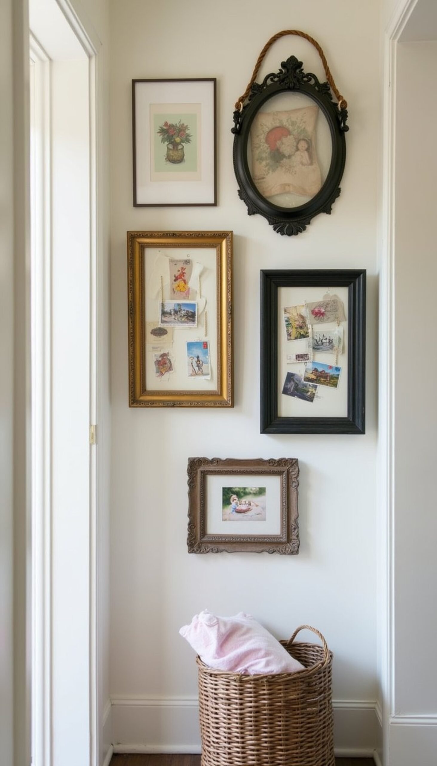 Gallery wall from thrifted frames and art