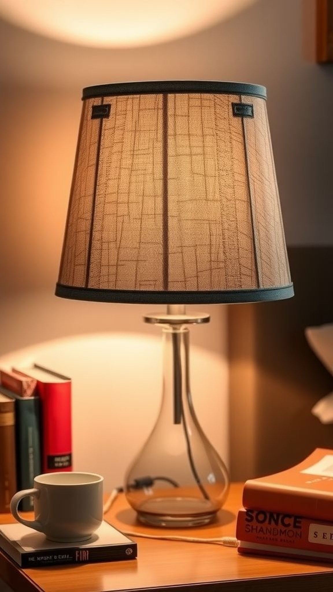 Denim lampshade with patch pockets for accents