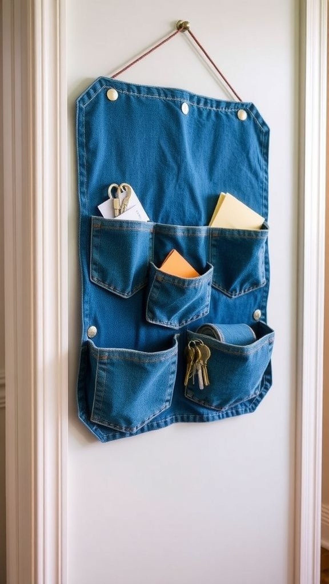 Jean-pocket wall organizer for small treasures