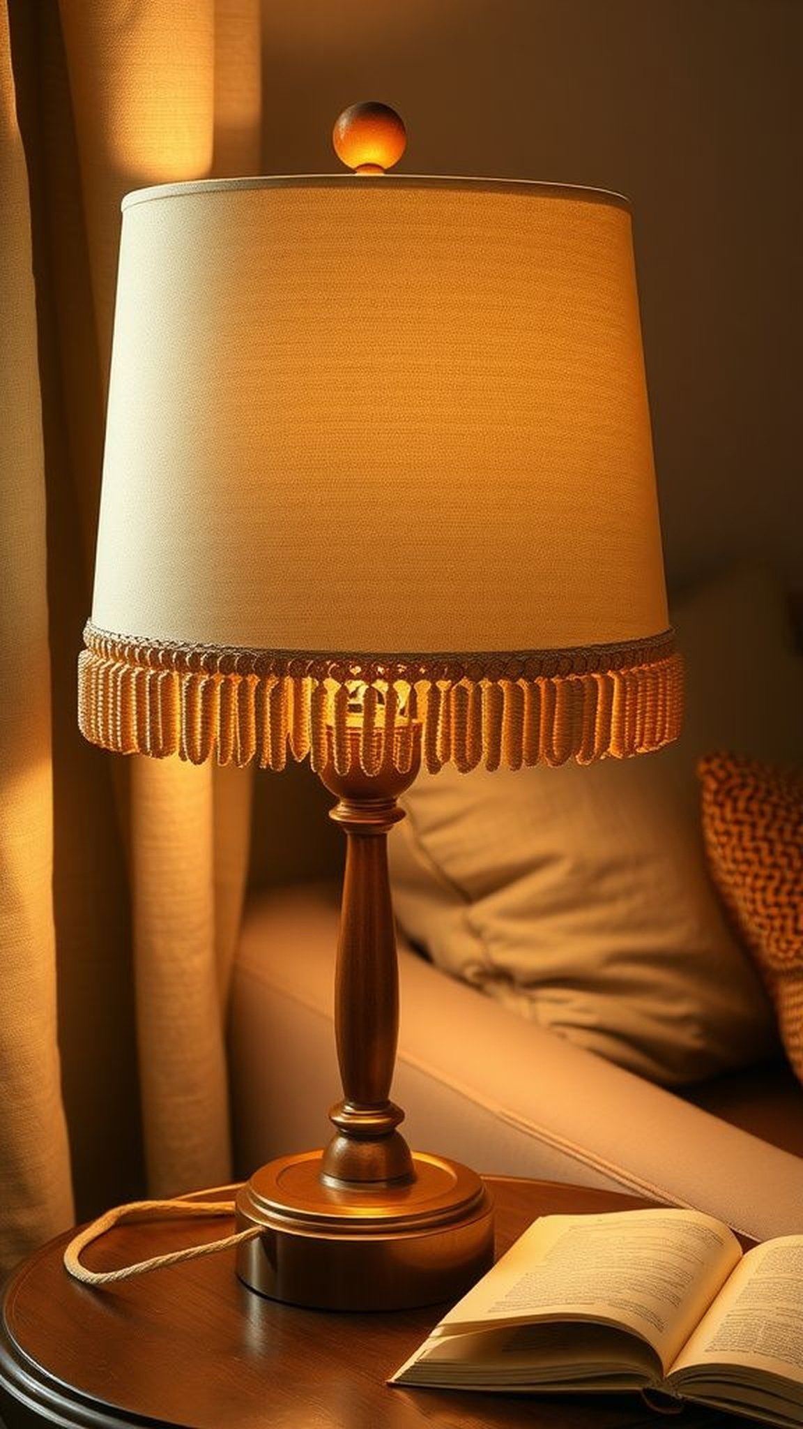 Beaded lamp shade fringe for cozy corners
