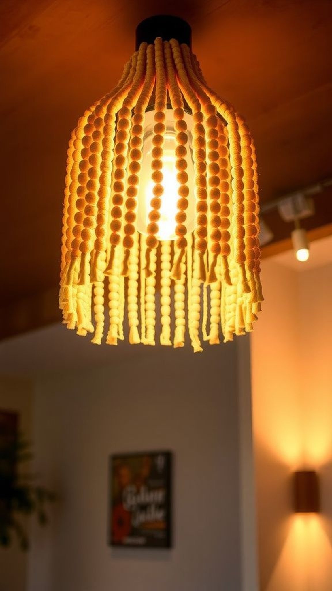 Beaded pendant for soft overhead lighting