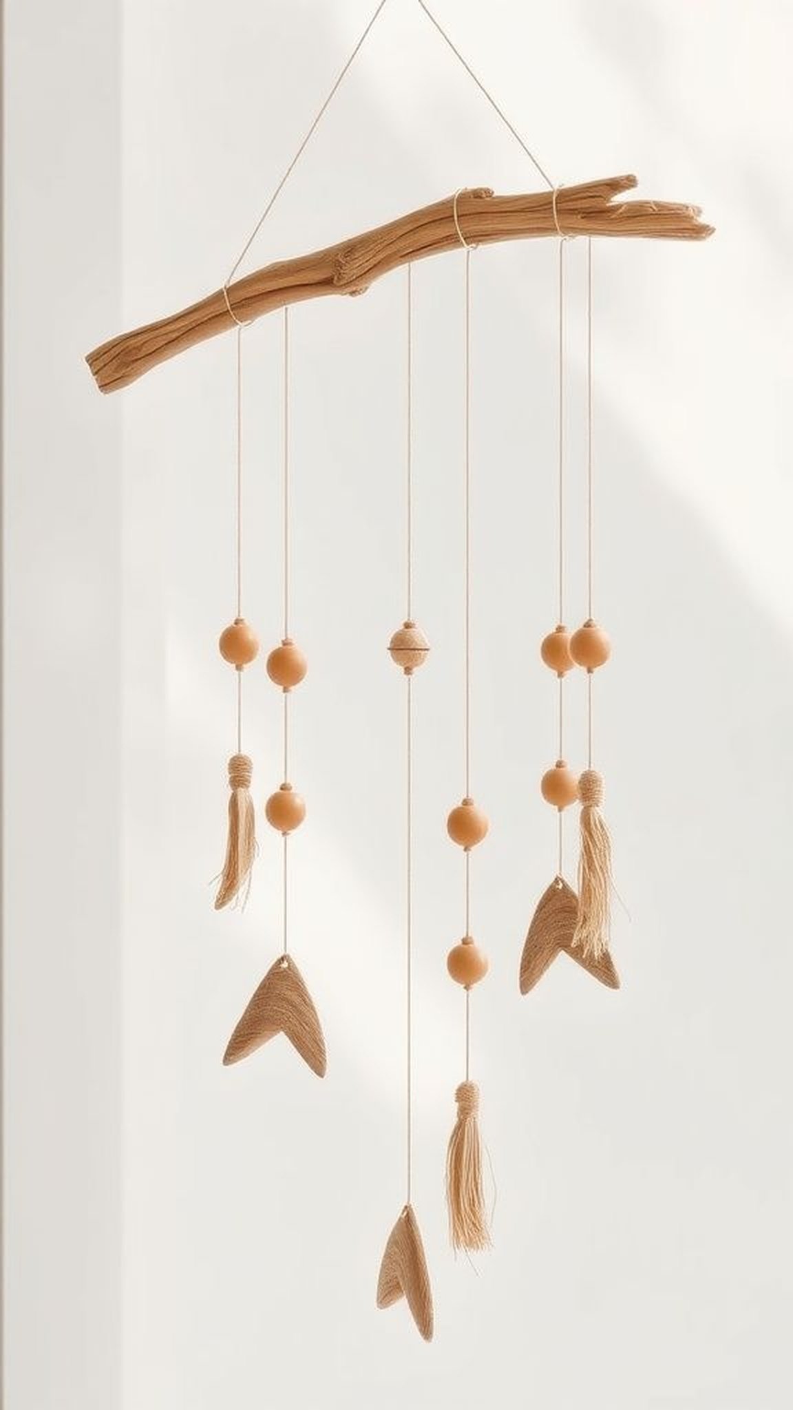Driftwood and bead mobile for breezy porches