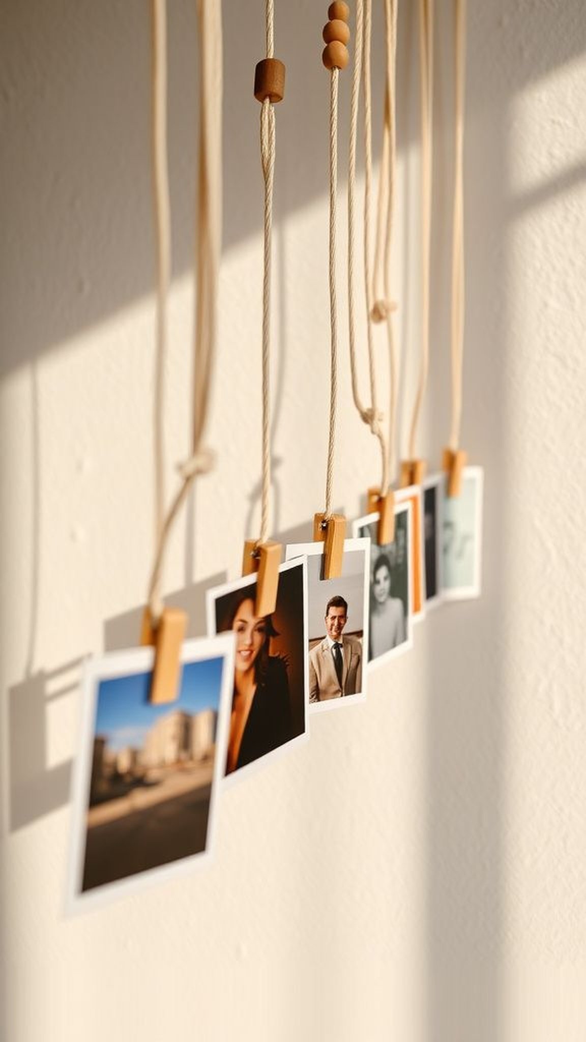 Photo hanger with beads and clipped memories